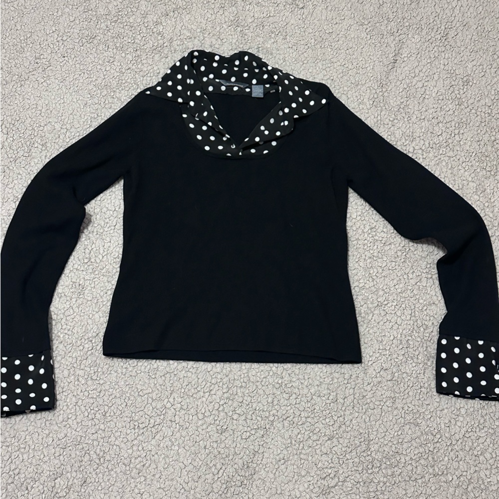 Hillard & Hanson Black Top with Polka Dot Accents